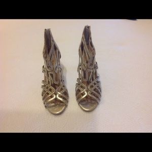 Silver Caged Leather Sandals 3 1/2" H